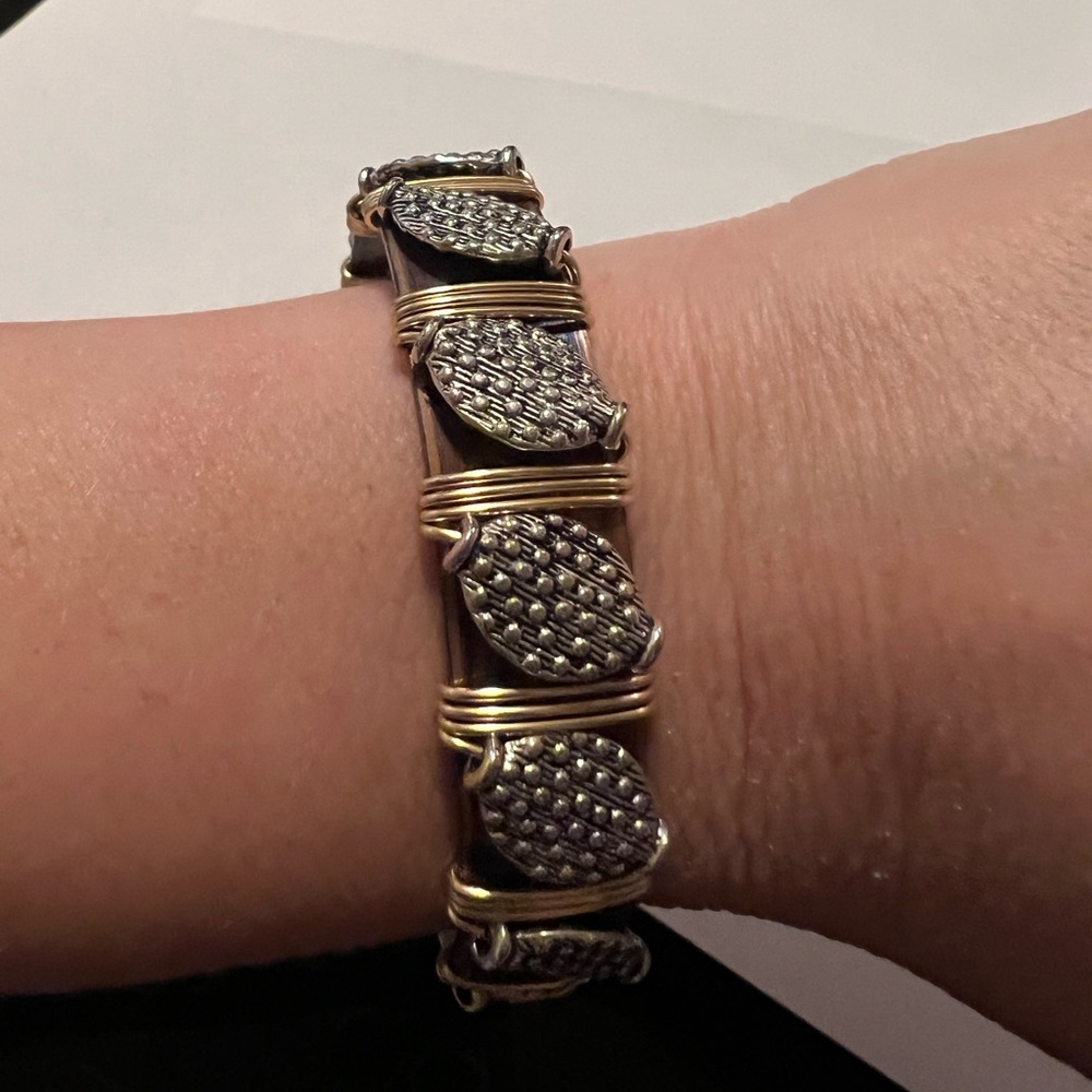 Two tone brown cuff bracelet